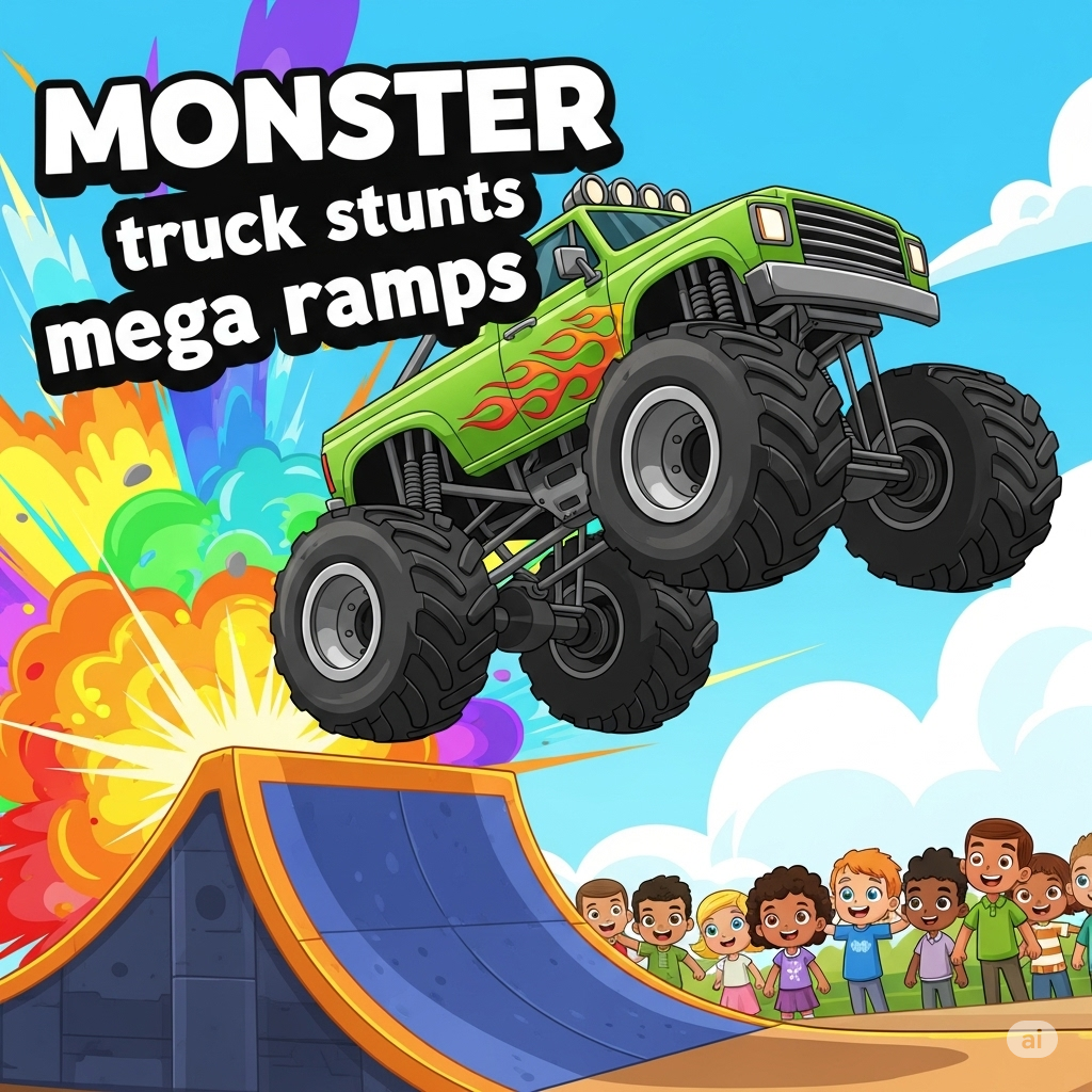 Monster truck stunts mega ramps